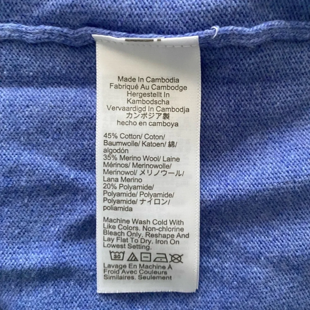 J. Crew Women’s Blue Cotton Merino Wool Blend Teddie Crewneck Sweater Size XL